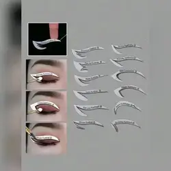 12pcs Fox Tail Shaped Eyeliner Stencil Winged And Smoky Eye Shadow Applicator