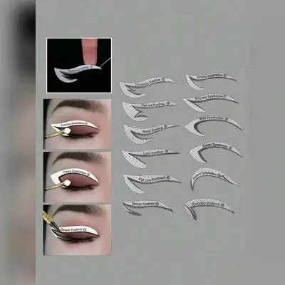 12pcs Fox Tail Shaped Eyeliner Stencil Winged And Smoky Eye Shadow Applicator