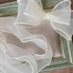 1pc Faux Pearl Decor Mesh, 72 Inch Beige Garment Decoration, Flower Wrapping Ribbon, For DIY Crafting ( 5 yard)