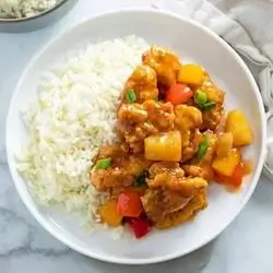 Sweet And Sour Chicken With Plain Rice