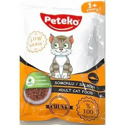 طعام رطب للقطط البالغة بنكهة السلمون – Peteko