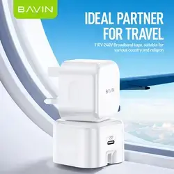 BAVIN PC852E UK Wholesale Price Folding Plug 20W Whith Cable Lighting To Tyep-C