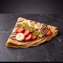 Banana, Pistachio, and Strawberry Crepe