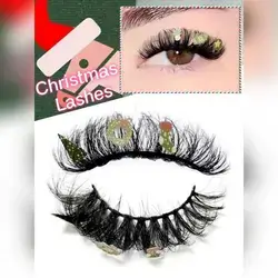 1 Pair Colored Cute Christmas Eyelashes 3D Fluffy Faux Mink Lashes