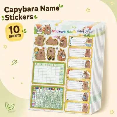 Book & Notebook Name Labels – 10 Sheets • 100 Stickers