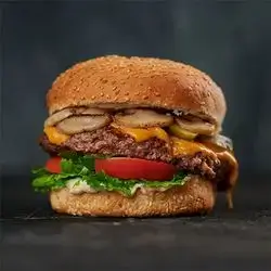 Meat Burger With Mushroom Sauce
