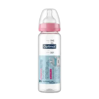 Glass Feeding Bottle 240ml Pink Color OPB-1098 _ Optimal