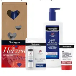 Neutrogena Skin Care Gift Set: Deep Moisture Instant Absorbing Body Lotion (400 ml), Hand Cream Concentrated Unscented (50 ml) & Lip Balm for Dry, Cracked Lips (4.8 g)