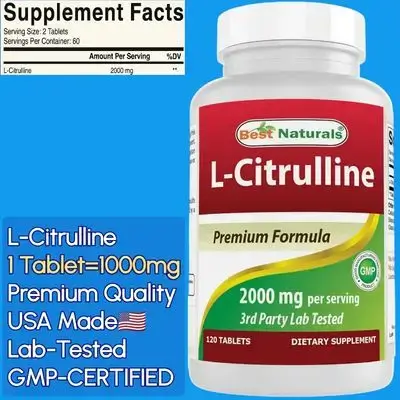 L Citrulline, 1000mg per Tablet, 2000mg per Serving, Citrulline, blood flow, Pump, fuller-looking muscle, endurance, Nitric Oxide, Erectile Dysfunction, 120 Tablets Citrulline