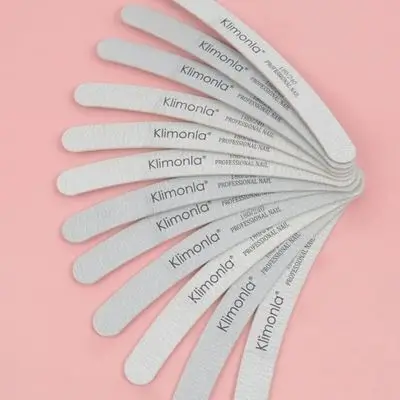 12 Pcs Klimonla Gray Nail Files 180/240 Wood Thick Sandpaper Nails File Buffer Polishing Washable Lime Angle Professional Manicure File Set