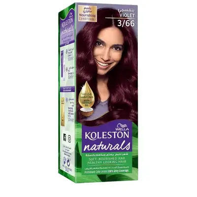 Wella Koleston Naturals – Long-Lasting, 100% Grey Coverage, with Coconut Oil for Nourished Hair Color – Violet 3/66