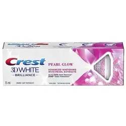 Crest 3D White Brilliance Pearl Glow Toothpaste 75 ml, ENAMEL SAFE, Up to 100% Stain Removal Surface Stains With Twice Daily Brushing