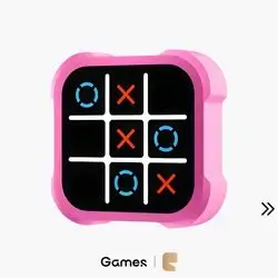Electronic Tic-Tac-Toe Malfunction Board Game – Portable Indoor Educational Toy for Children & Party Gift (Tic Tac Toe XO X O) - Pink