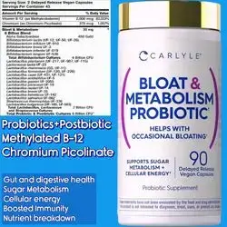 Probiotics, Postbiotics, probiotic for Bloat and Metabolism, Probiotic and Postbiotic, Vitamin B12, Methyl B12, Chromium Picolinate, Bloating Relief Formula, Sugar & Cellular Energy Support, Women and Men, 90 Capsules Probiotics