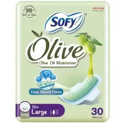 SOFY Olive Sanitary Pads With Wings, Slim, Large 30 Pads