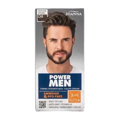 Power Men Color Cream Hair Beard & Moustache 04 NATURAL BROWN 30g _ JOANNA