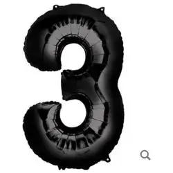 Black Number 3 Helium Balloon