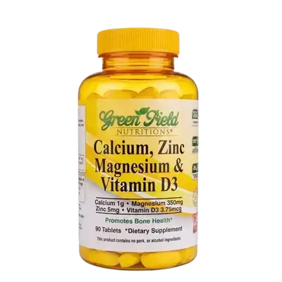 Calcium Zinc Magnesium & Vitamin D3 Promotes Bones Health 90 Tablets _ Green Field