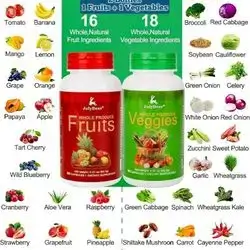 Fruit and Veggies Supplement Ingredients Natural – 2 Bottles 180 Total Vegetarian Capsules | Balance of Natural 16+18 Whole Fruits & Veggies Blend | Fresh Superfood Formula with Vitamins and Minerals, 180 Capsules total