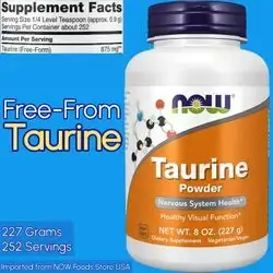 NOW Supplements, Taurine,Free-Form Amino Acid, Taurine Powder, 227g Taurine