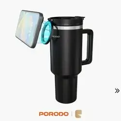 Porodo Lifestyle Hydrate & Hold 40oz Stainless Steel Insulated Tumbler with MagSafe Phone Mount - Black
