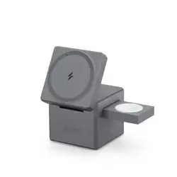 Anker 3-in-1 Cube Compatible with MagSafe - 15W Fast Charging, Foldable Wireless Charge Station for Apple Watch, iPhone 15/14/13, and AirPods Pro (Charger and Interchangeable Plugs Included)