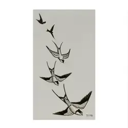 1 Sheet Swallows Tattoo in Black - Five Flying Birds