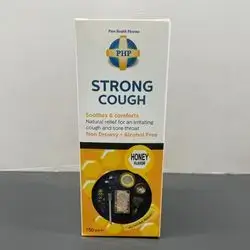 strong cough soothes & comforts natural relief for an irritating cough and sore throat non drowsy + alcohol free honey flavor 150ml