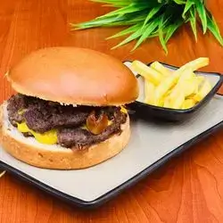 Double Cheese and Mushroom Burger