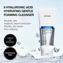 Anua 8 Hyaluronic Acid Hydrating Gentle Foaming Cleanser.