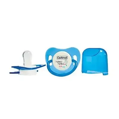 Round Nipple Silicone Pacifier with Cover (+0) - Blue