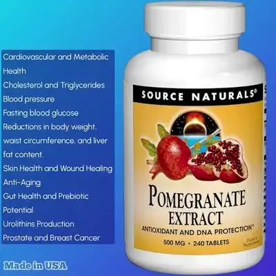 Pomegranate Extract, Antioxidant and DNA Health, 500 mg Tablet, Pomegranate Fruit Extract Yielding 400 mg Ellagic Acid & Dietary Fiber, 240 Tablets Pomegranate