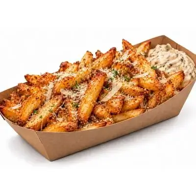 Belgian potatoes with truffle mayonnaise and parmesan cheese