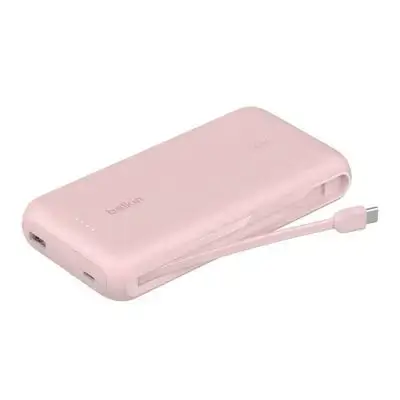 Belkin - BoostCharge Power Bank 20 000 Mah- Power Delivery 30 Watt with USB-C Integrated Cable and USB-C & USB-A Ports - Pink