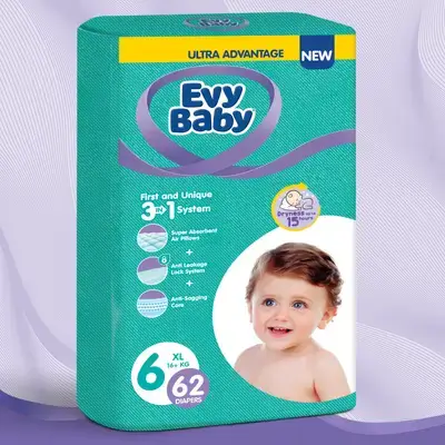 Baby Diapers 6 XL62pcs حفاظات للأطفال رقم 6