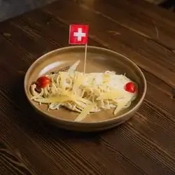 Spaghetti with White Sauce and Swiss Cheese