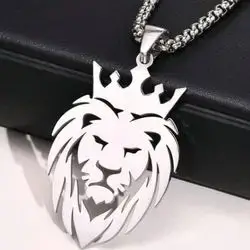 Fashionable Simple Silver Stainless Steel Hollow Out Lion Head