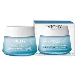 Vichy Minéral 89 Matte Sorbet Face Moisturizer For Oily Skin,/كريم فيشي مينيرال 89 الخالي من العطور، كريم مُعزز للترطيب بحمض الهيالورونيك، مرطب يومي للوجه، متوفر بثلاث تركيبات لجميع أنواع البشرة، للبشرة الجافة والحساسة، ومُزيل لمعان البشرة الدهنية.