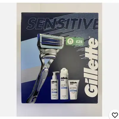 GILLETTE Sensitive Gift Set Inc Razor, Face Wash, Shave Ge,l Moisturiser