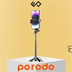 Porodo Foldable Selfie Stick with Extendable Tripod - Black