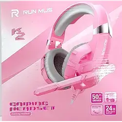 Headset Run Mus. Headset And Mic For Gaming. Pink