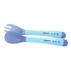 Flexible Silicone Spoon and Fork (4m+) - Blue