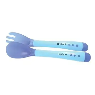 Flexible Silicone Spoon and Fork (4m+) - Blue