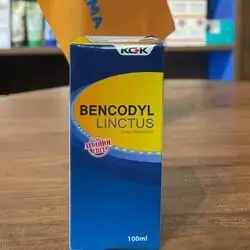 bencodyl linctus cough preparation 100ml each 5ml contain ;( diphenhydramine 14mg + ammonium chloride 135mg + menthol 1.1mg)