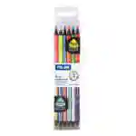 "Box 6 triangular double-ended pencils (fluo colous + metallic colours) "