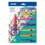 Blister pack zig-zag scissors with 8 interchangeable blades
