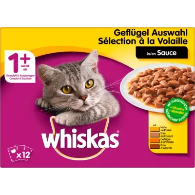 whiskas 1+ Jahre Geflügel Auswahl in Sauce 12 x 100 g