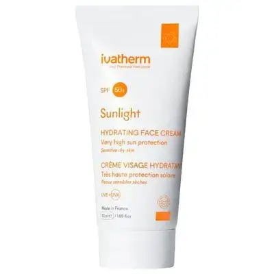 كريم ايفاثيرم 50 مل spf50 للحماية من الشمس للبشرة الجافة والحساسة ivatherm sunlight hydrating face cream 50ml