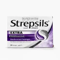 Strepsils Extra Hexylresorcinol blackcurrant 24 lozenges