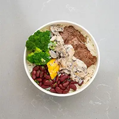 Beef Steak Meal With Mushroom Sauce